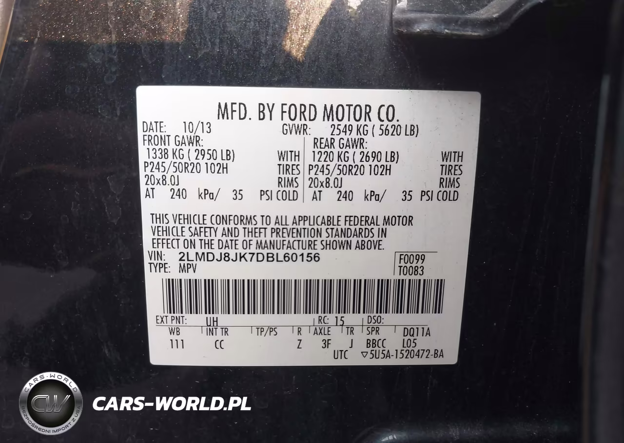 2013 Lincoln Mkx VIN:2LMDJ8JK7DBL60156 - 9