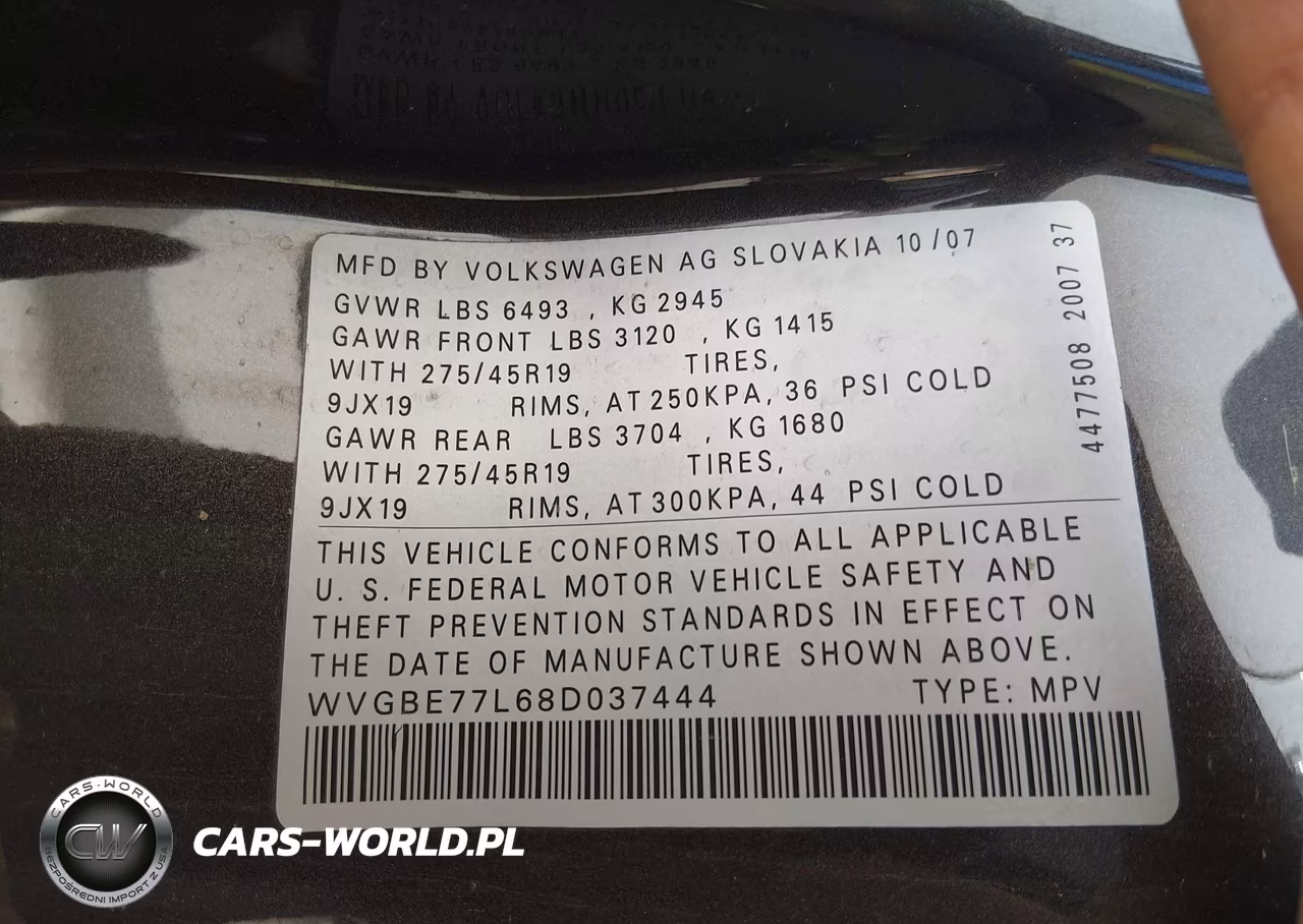 2008 Volkswagen Touareg 2 Vr6 Fsi VIN:WVGBE77L68D037444 - 9