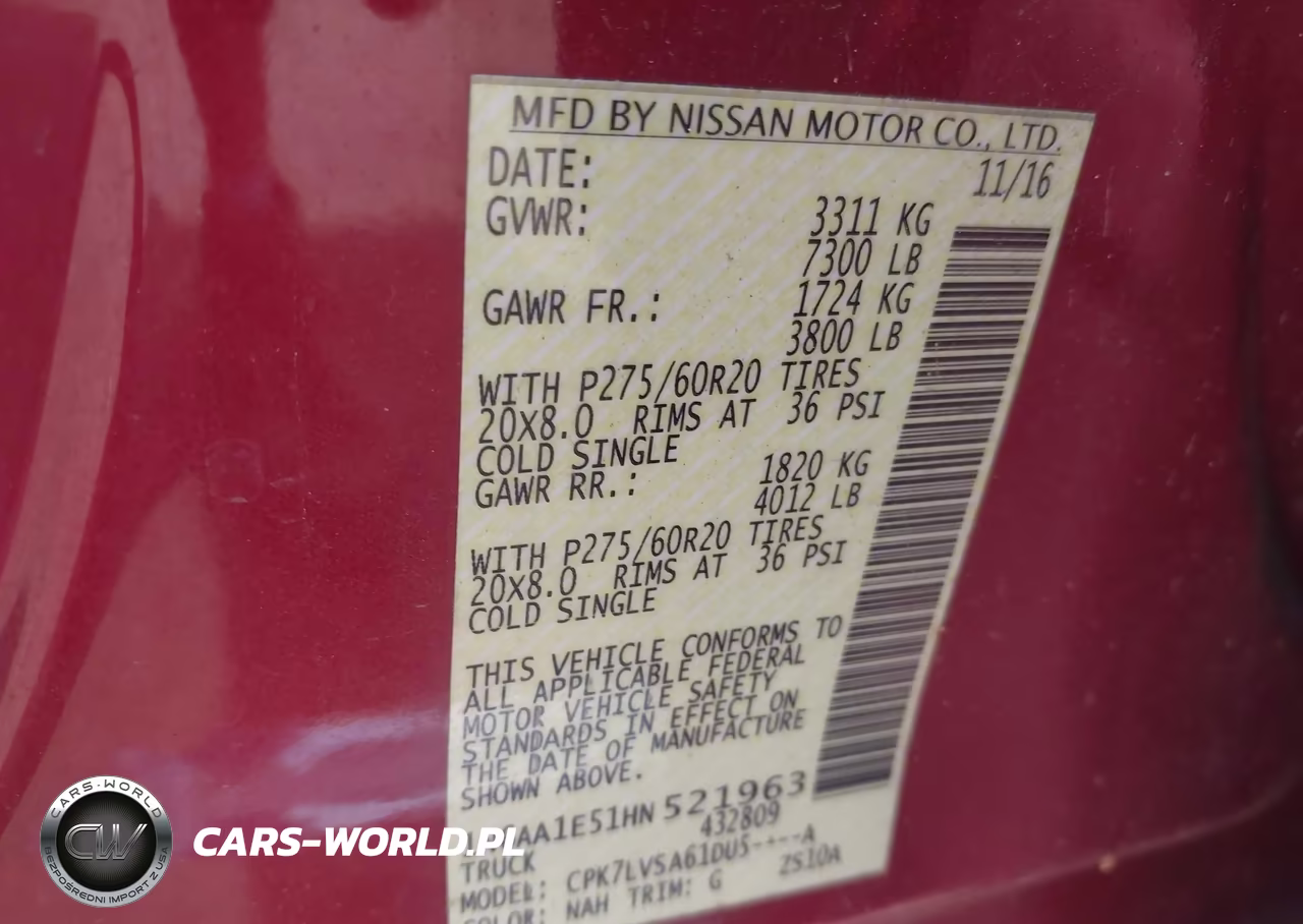 2017 Nissan Titan Sl VIN:1N6AA1E51HN521963 - 9