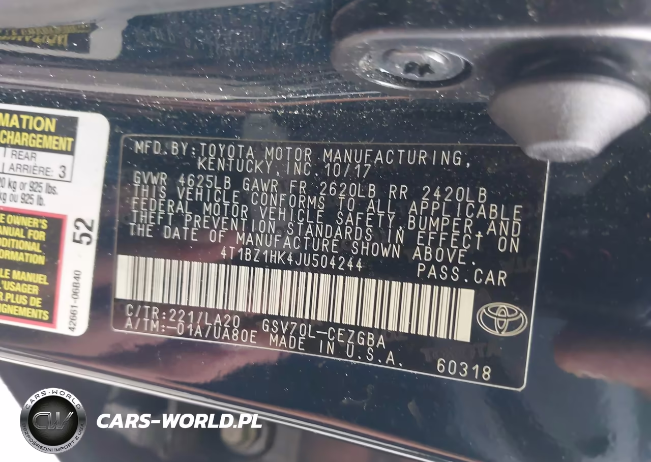 2018 Toyota Camry Xle V6 VIN:4T1BZ1HK4JU504244 - 9
