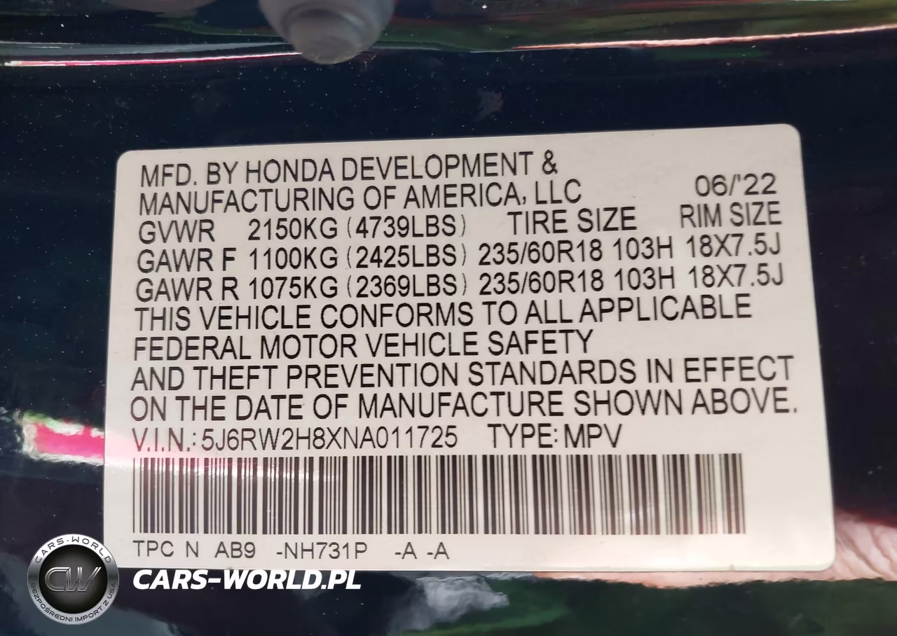 2022 Honda Cr-V Awd Ex-L VIN:5J6RW2H8XNA011725 - 9