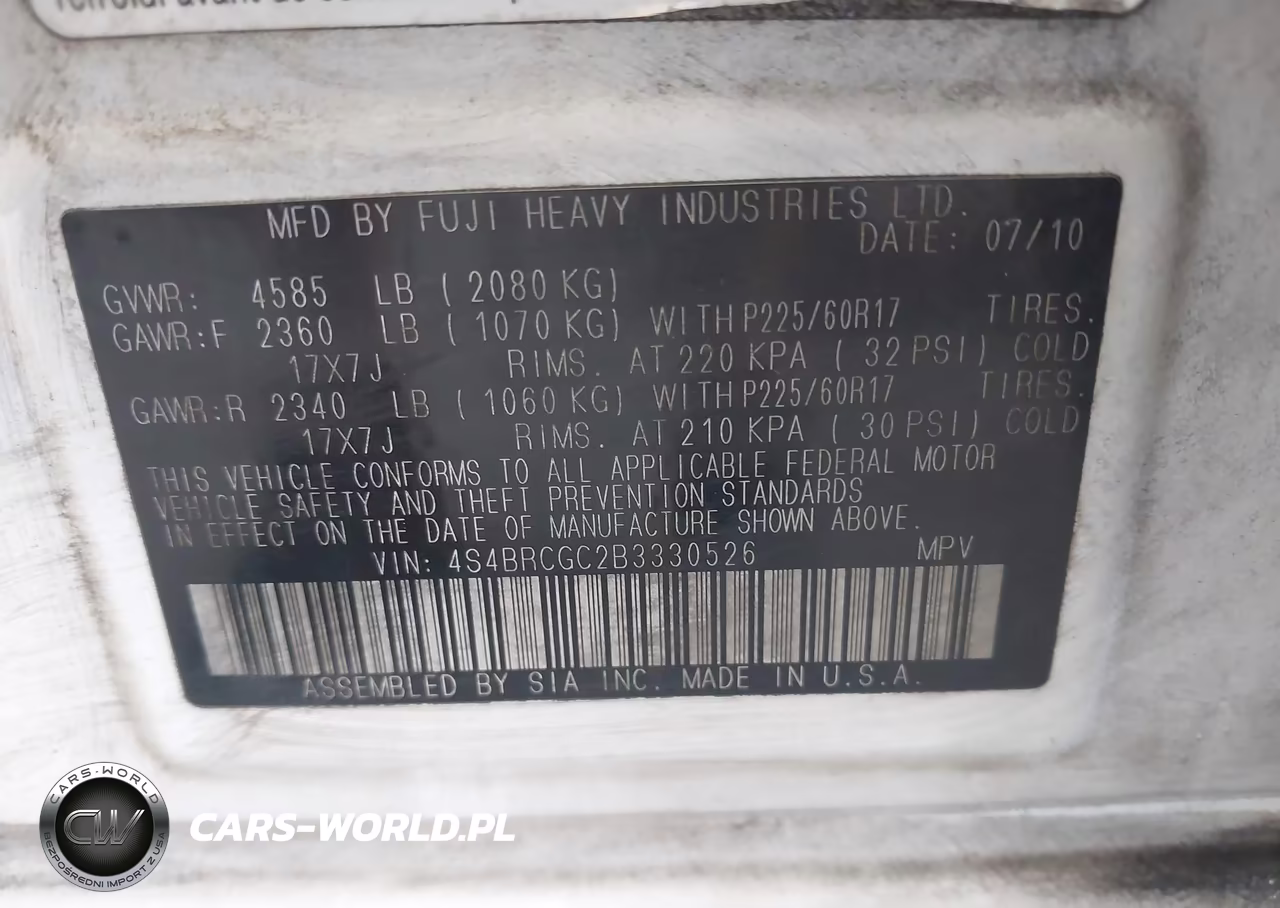 2011 Subaru Outback 2.5I Premium VIN:4S4BRCGC2B3330526 - 9
