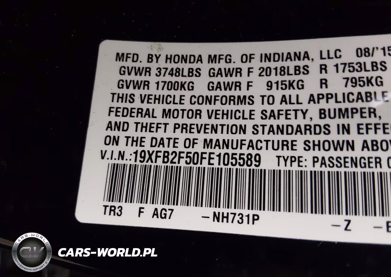 2015 Honda Civic Lx VIN:19XFB2F50FE105589 - 9