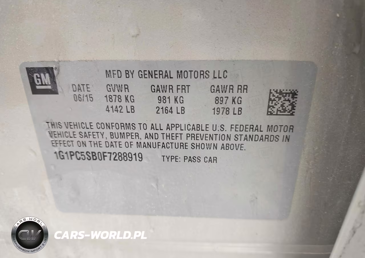 2015 Chevrolet Cruze 1Lt Auto VIN:1G1PC5SB0F7288919 - 9