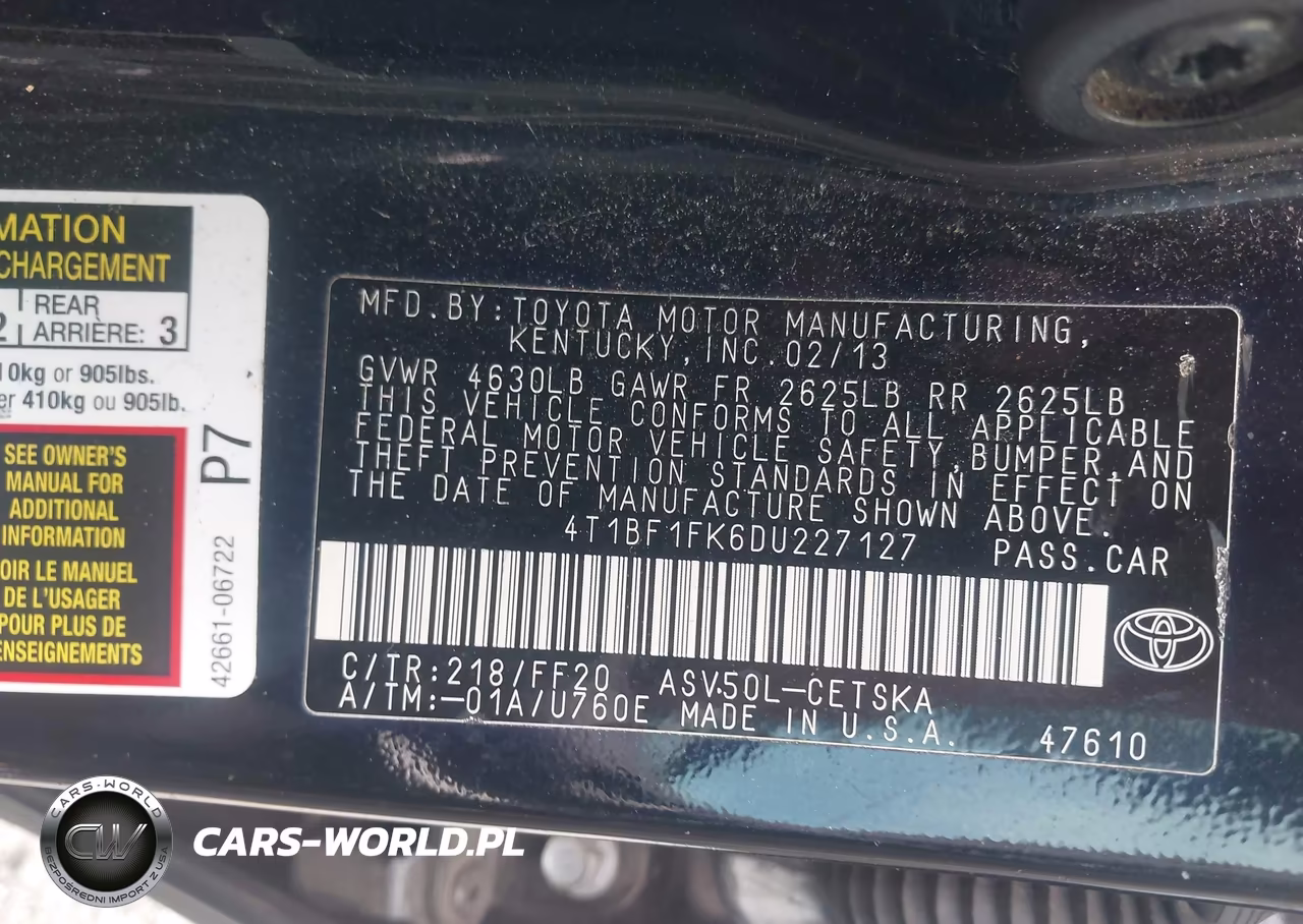 2013 Toyota Camry Se VIN:4T1BF1FK6DU227127 - 9