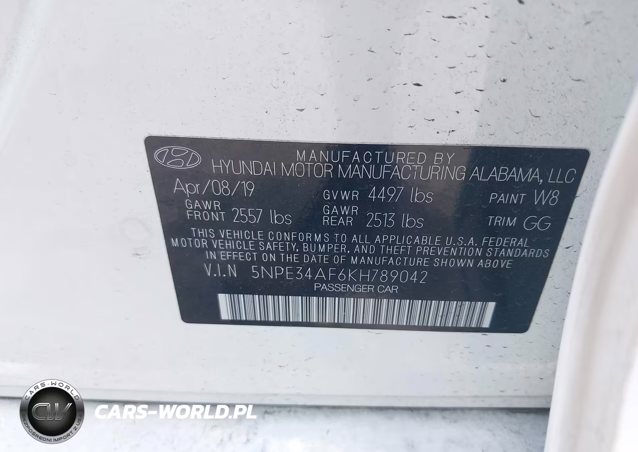 2019 Hyundai Sonata Sel VIN:5NPE34AF6KH789042 - 9
