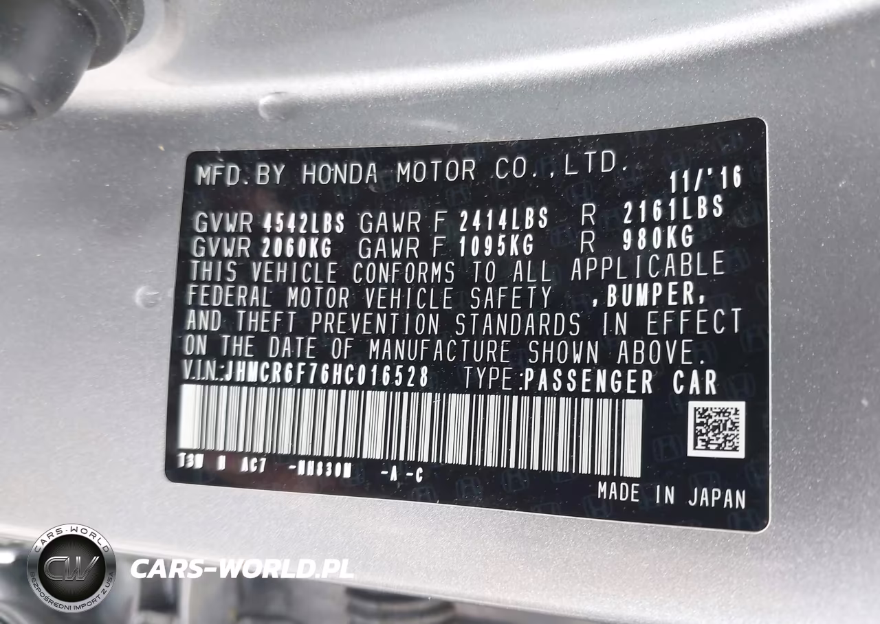 2017 Honda Accord Hybrid Touring VIN:JHMCR6F76HC016528 - 9