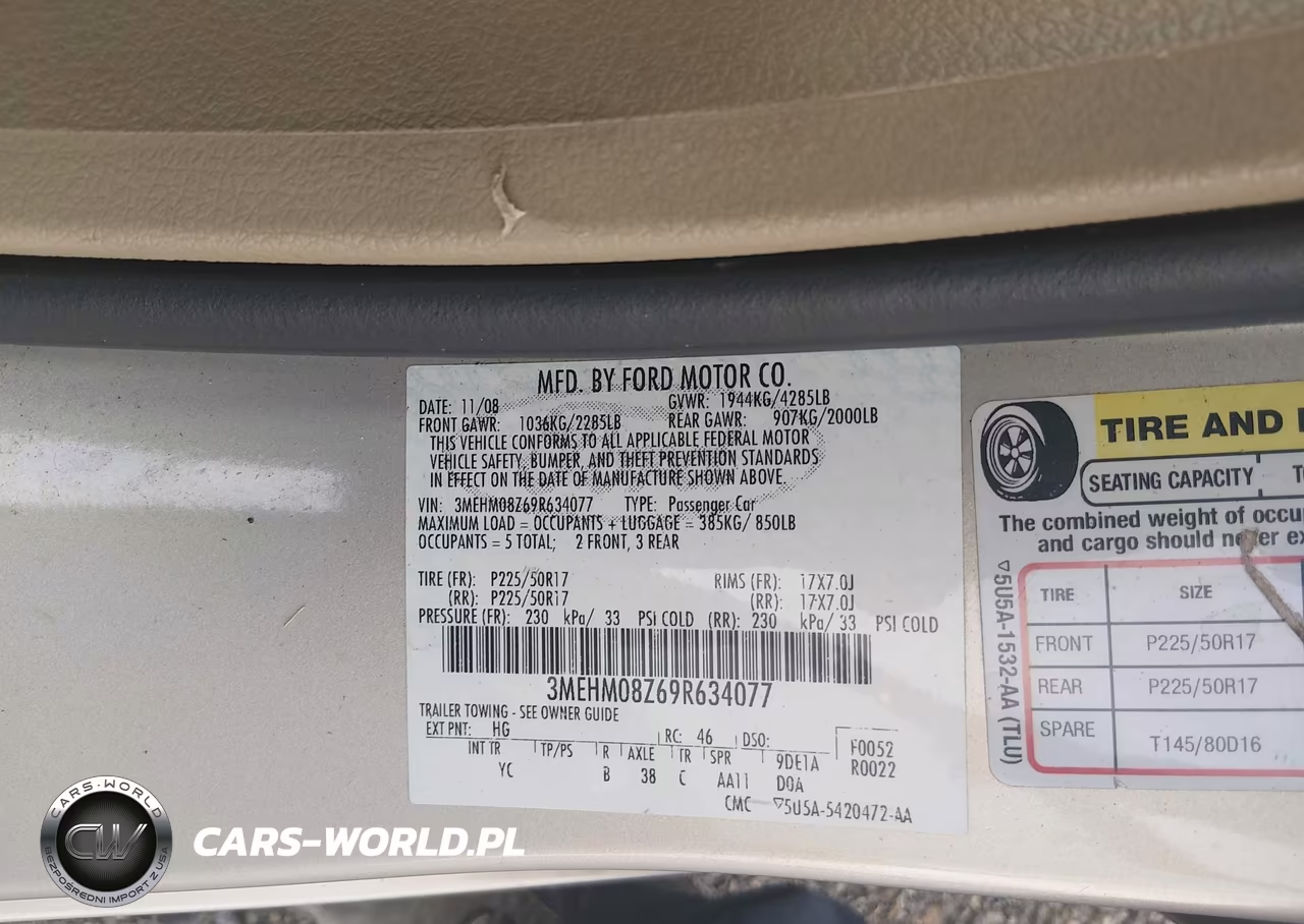 2009 Mercury Milan I4 Premier VIN:3MEHM08Z69R634077 - 9