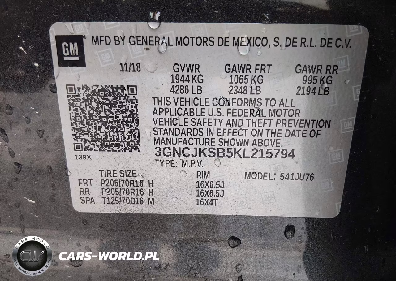 2019 Chevrolet Trax Ls VIN:3GNCJKSB5KL215794 - 9