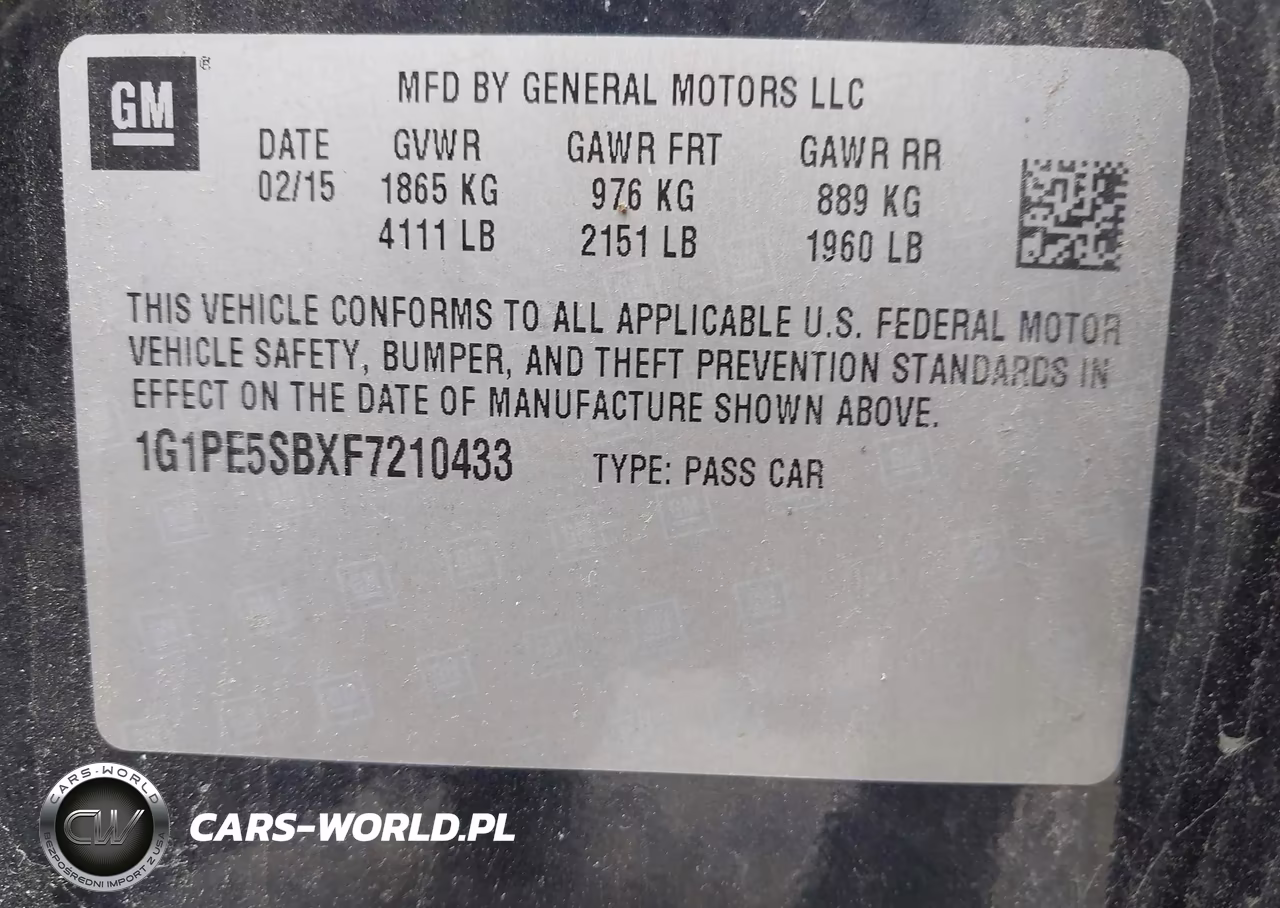 2015 Chevrolet Cruze 2Lt Auto VIN:1G1PE5SBXF7210433 - 9