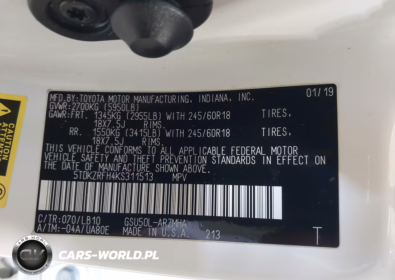2019 Toyota Highlander Xle VIN:5TDKZRFH4KS311513 - 9