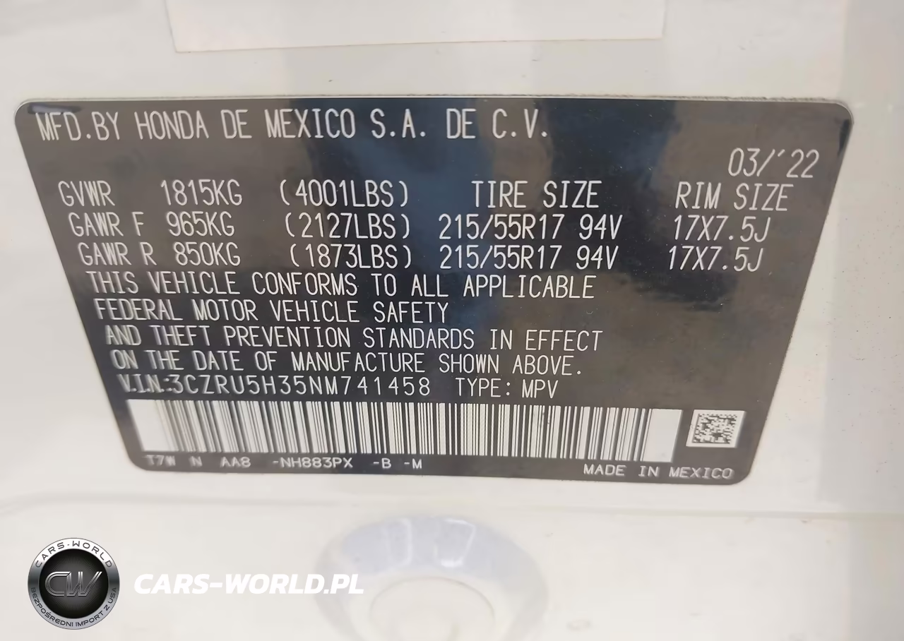 2022 Honda Hr-V 2Wd Lx VIN:3CZRU5H35NM741458 - 9
