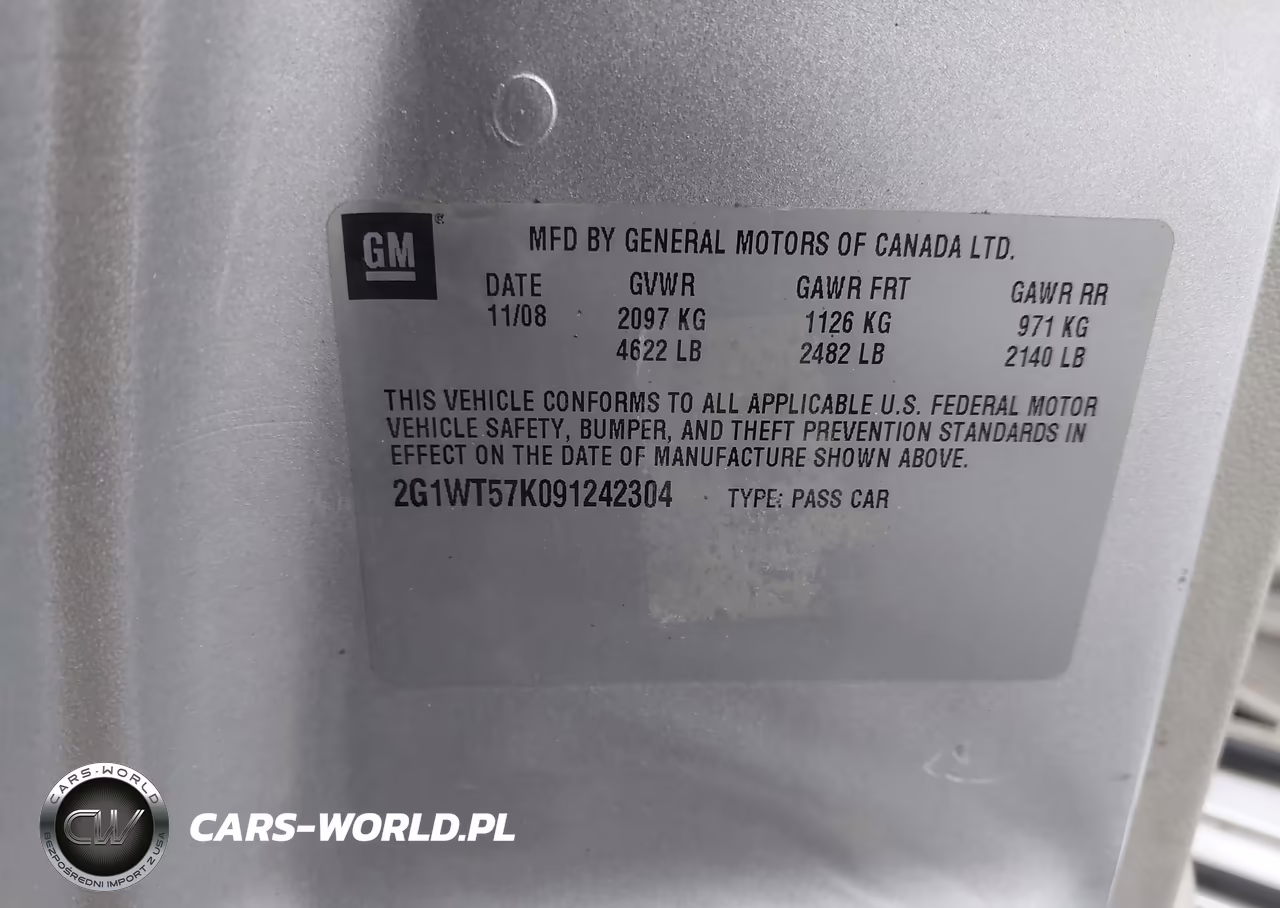 2009 Chevrolet Impala 3.5L Lt VIN:2G1WT57K091242304 - 9