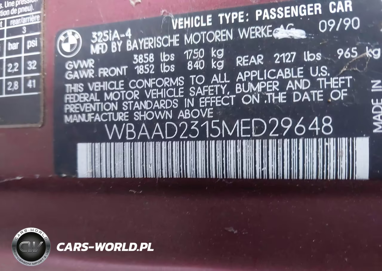1991 BMW 325 I Automatic VIN:WBAAD2315MED29648 - 9