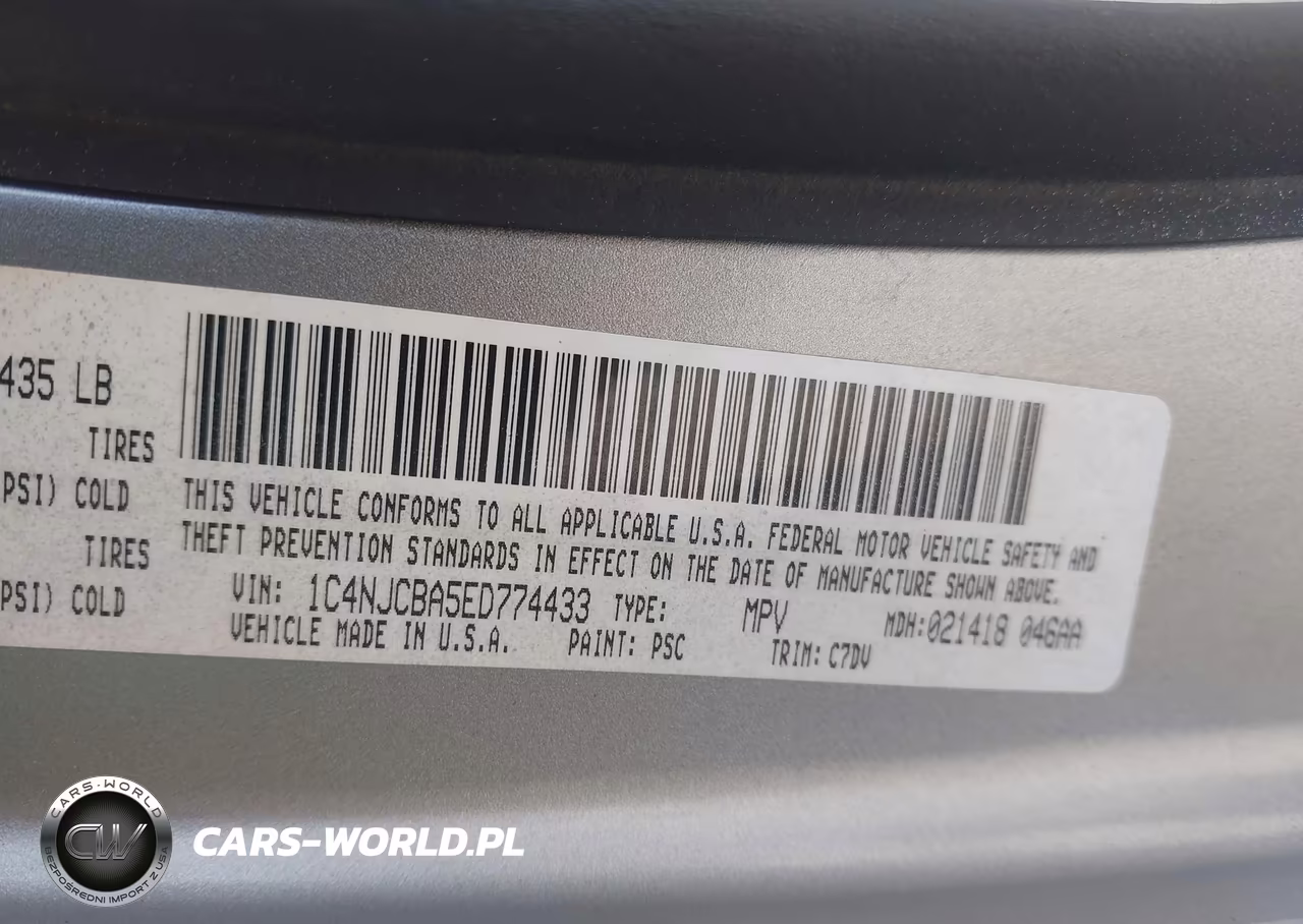 2014 Jeep Compass Sport VIN:1C4NJCBA5ED774433 - 9