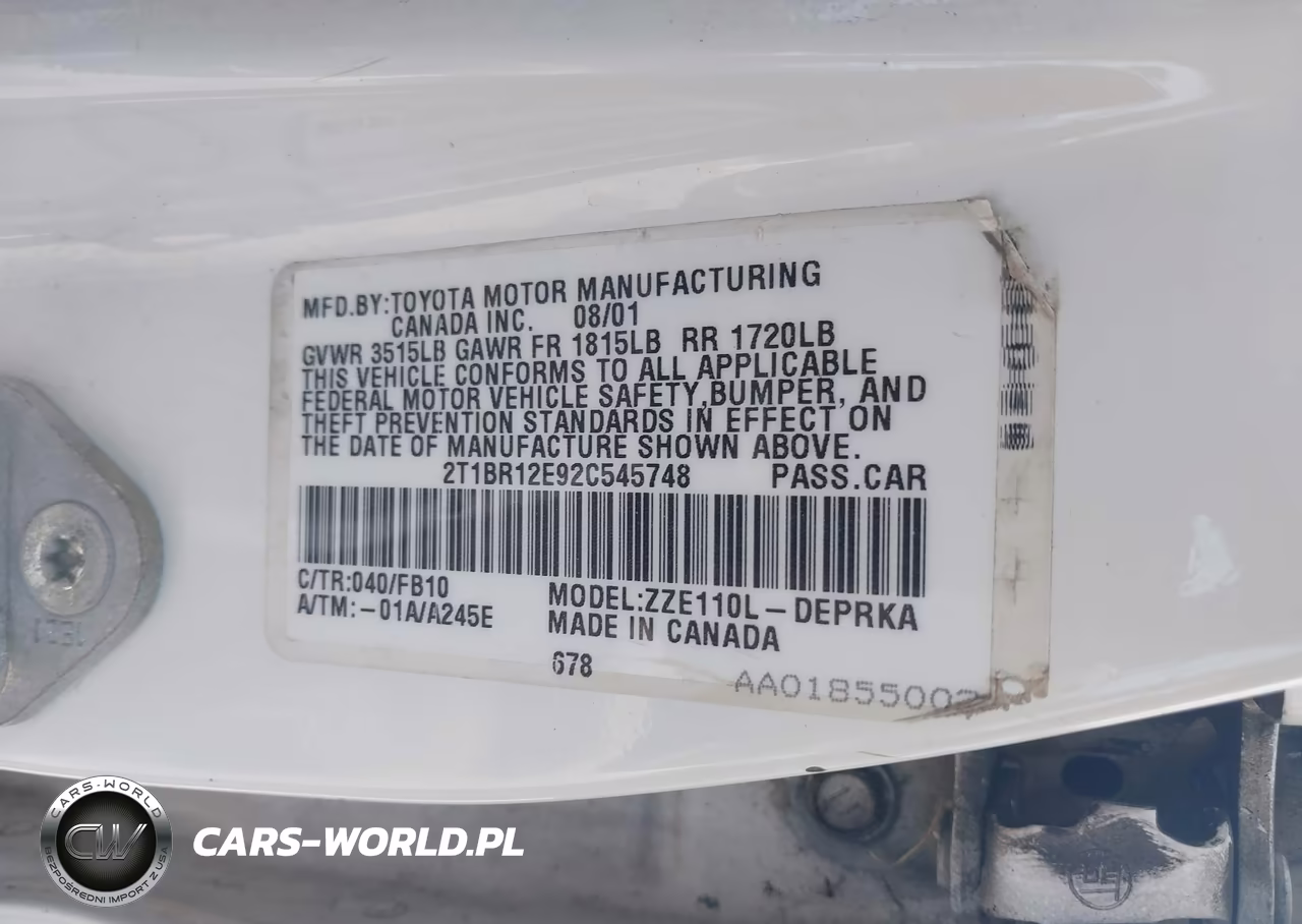 2002 Toyota Corolla Ce VIN:2T1BR12E92C545748 - 9