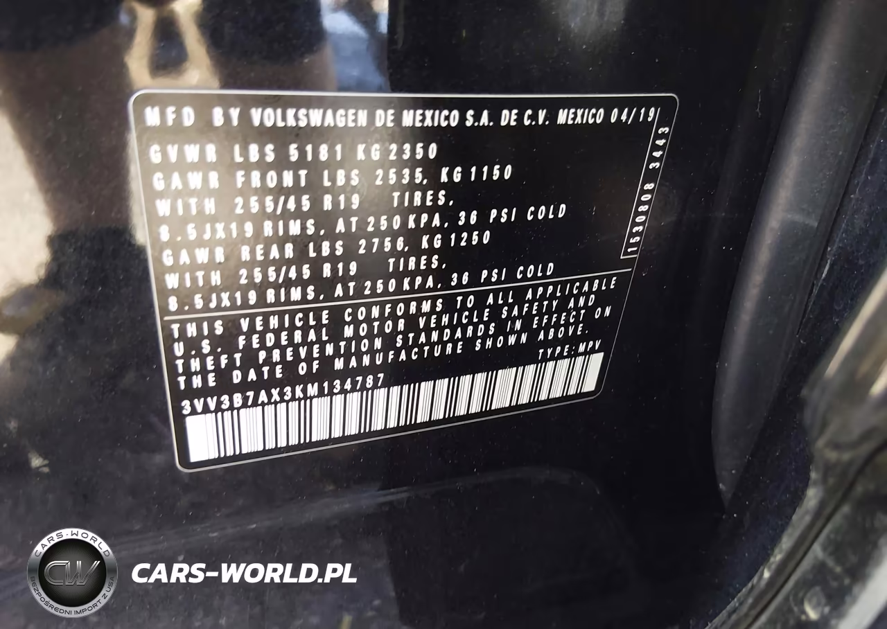 2019 Volkswagen Tiguan 2.0T Se-2.0T Sel-2.0T Sel R-Line-2.0T Sel R-Line Black VIN:3VV3B7AX3KM134787 - 9