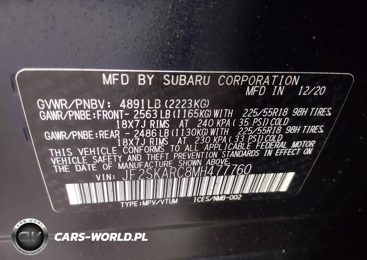 2021 Subaru Forester Sport VIN:JF2SKARC8MH477760 - 8