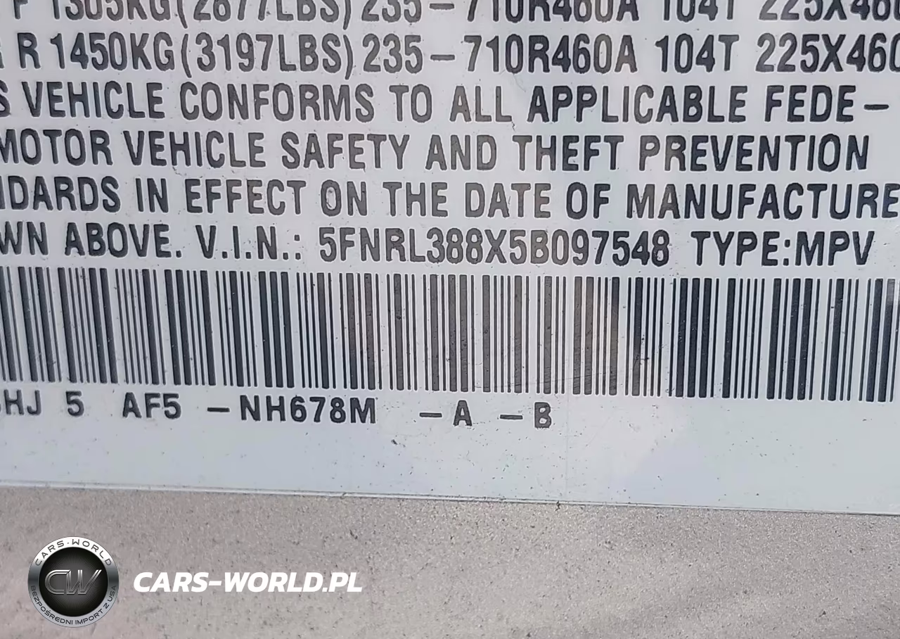 2005 Honda Odyssey Touring VIN:5FNRL388X5B097548 - 9
