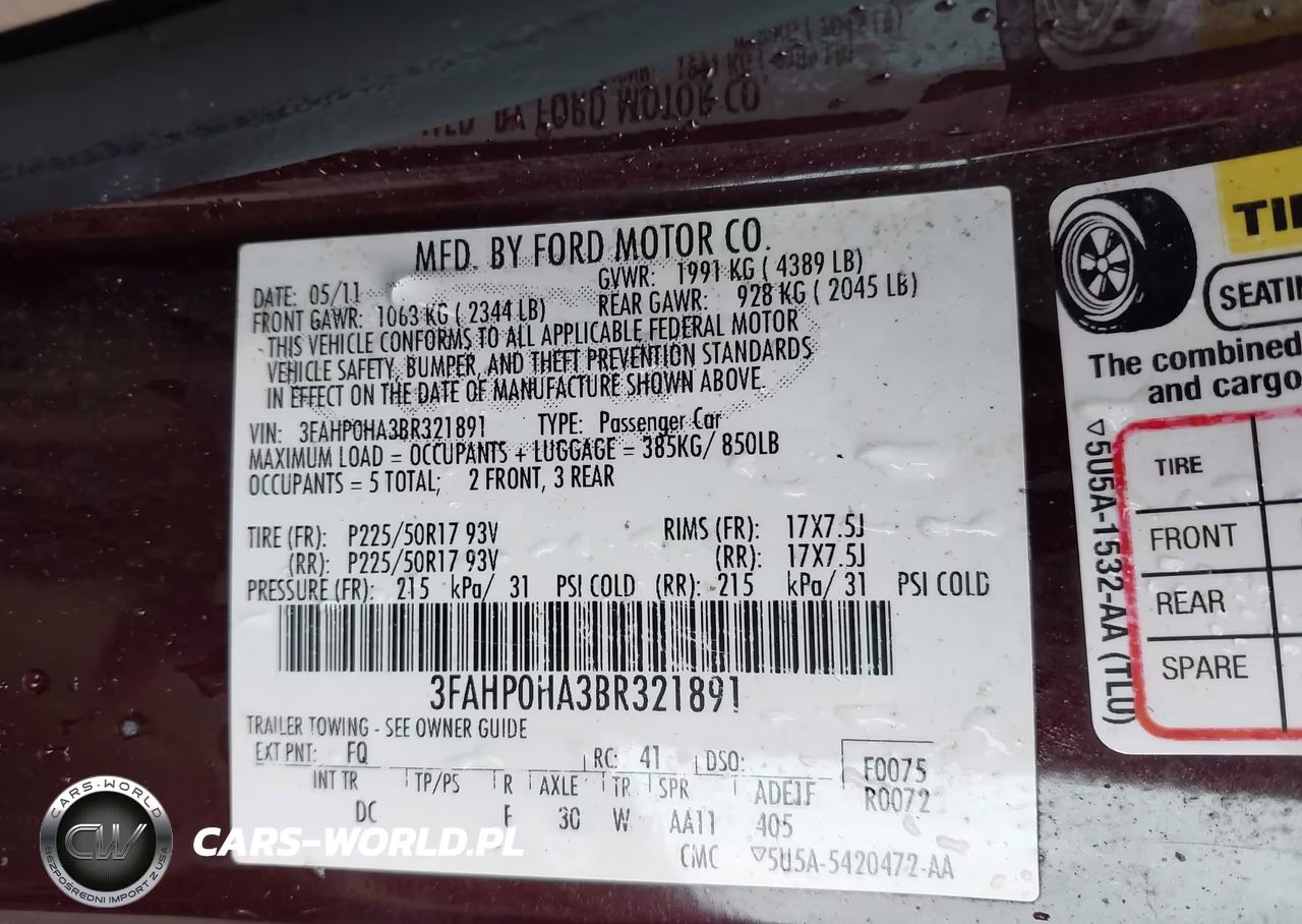 2011 Ford Fusion Se VIN:3FAHP0HA3BR321891 - 9