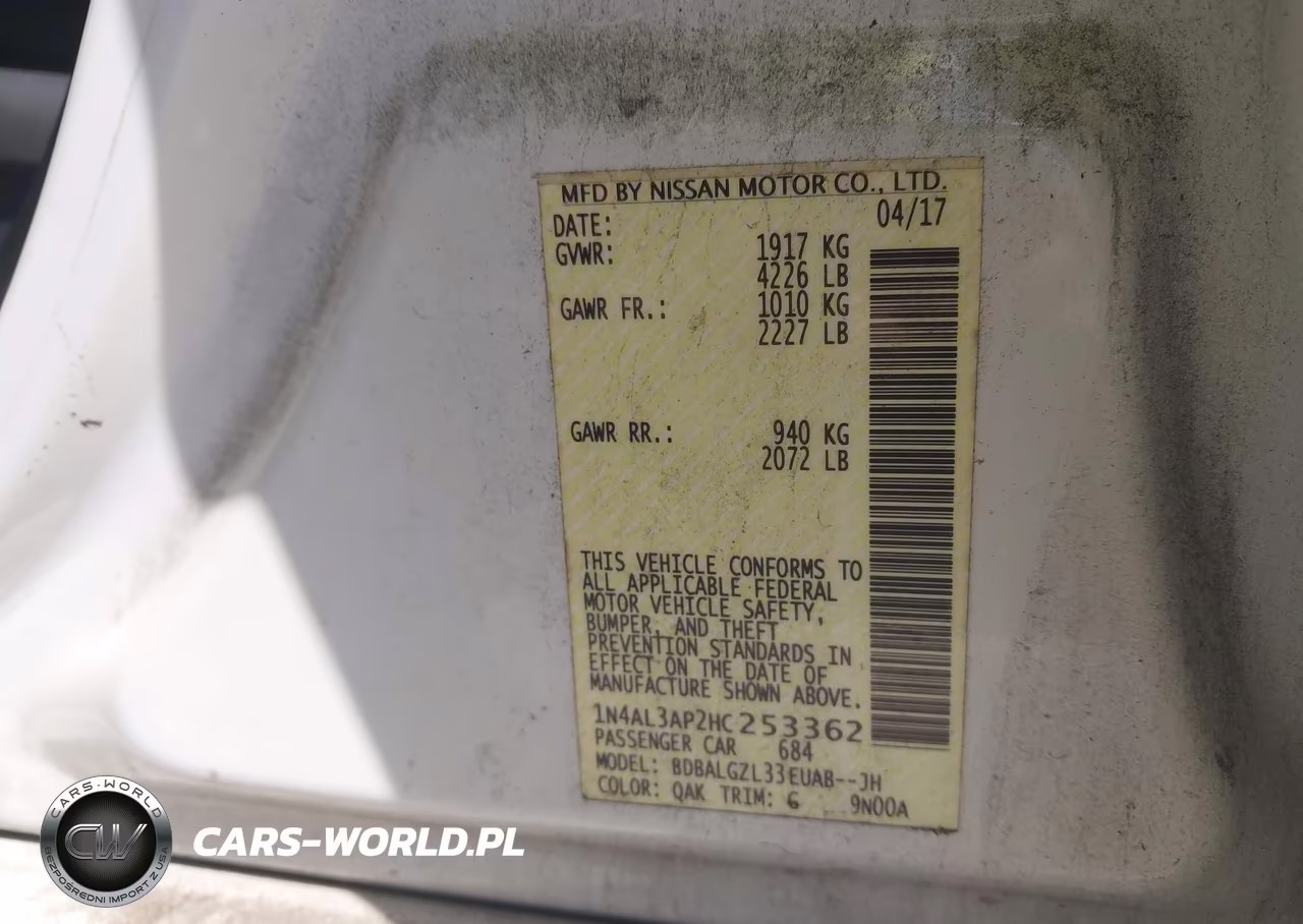 2017 Nissan Altima 2.5 S VIN:1N4AL3AP2HC253362 - 9
