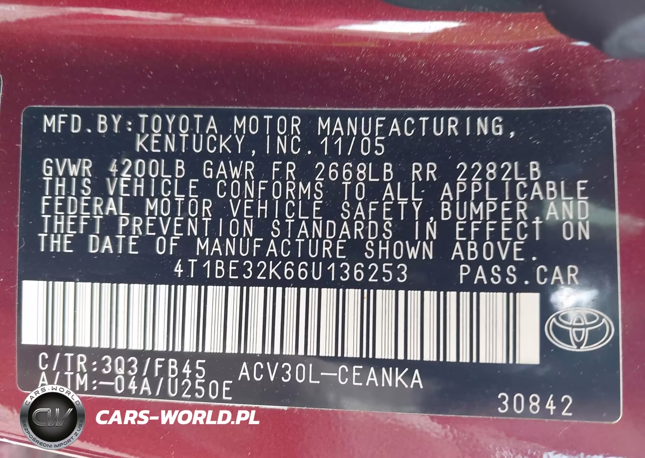 2006 Toyota Camry Le VIN:4T1BE32K66U136253 - 9