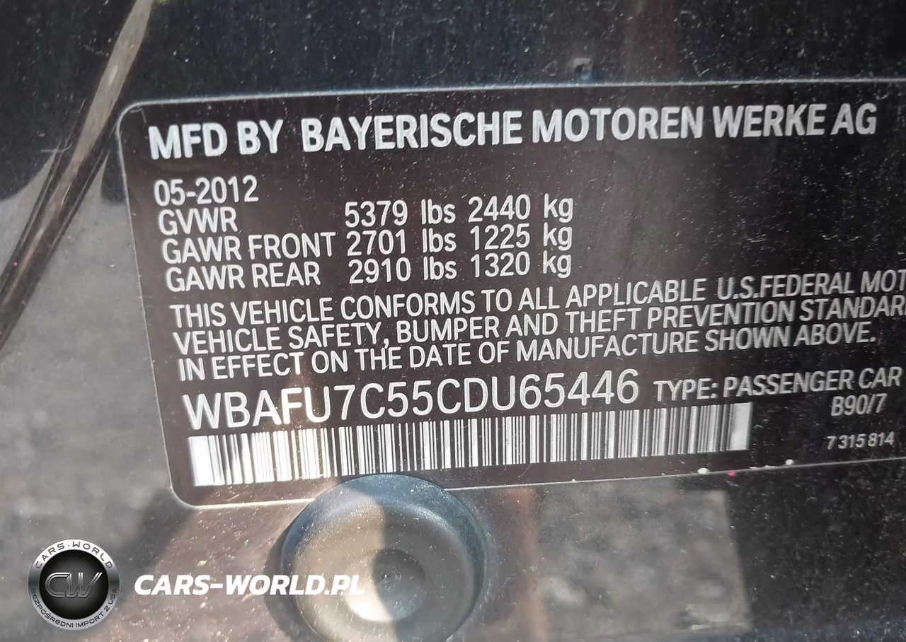 2012 BMW 535I xDrive VIN:WBAFU7C55CDU65446 - 9