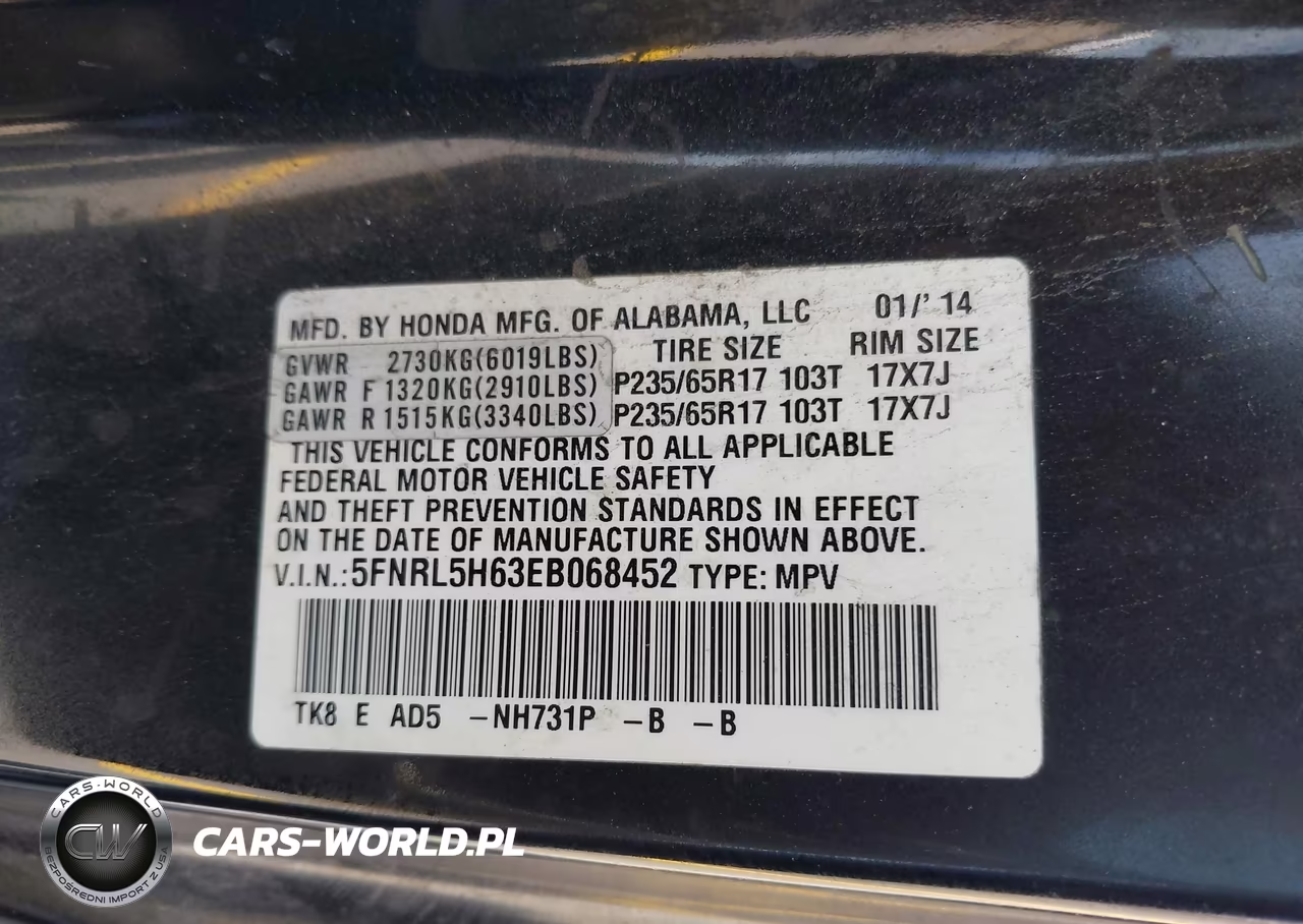 2014 Honda Odyssey Ex-L VIN:5FNRL5H63EB068452 - 9