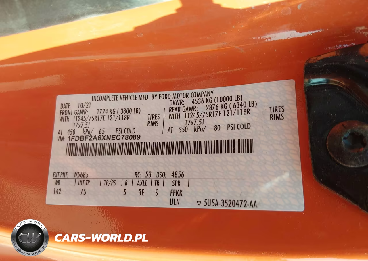 2022 Ford F-250 Xl VIN:1FDBF2A6XNEC78089 - 9