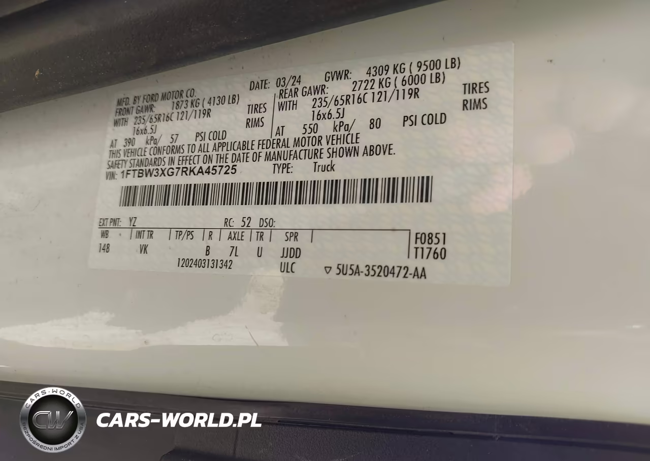 2024 Ford Transit-350 Cargo Van VIN:1FTBW3XG7RKA45725 - 9