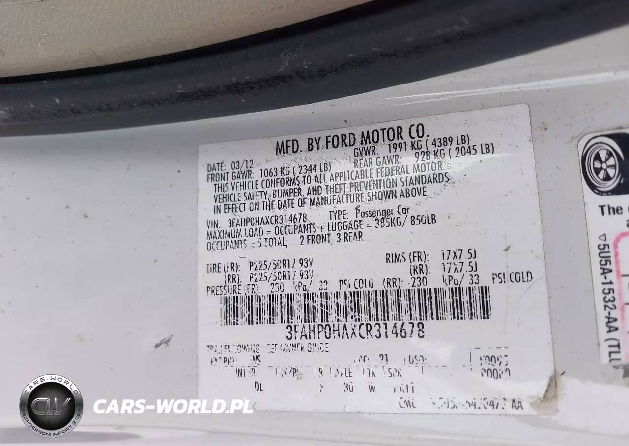 2012 Ford Fusion Se VIN:3FAHP0HAXCR314678 - 9