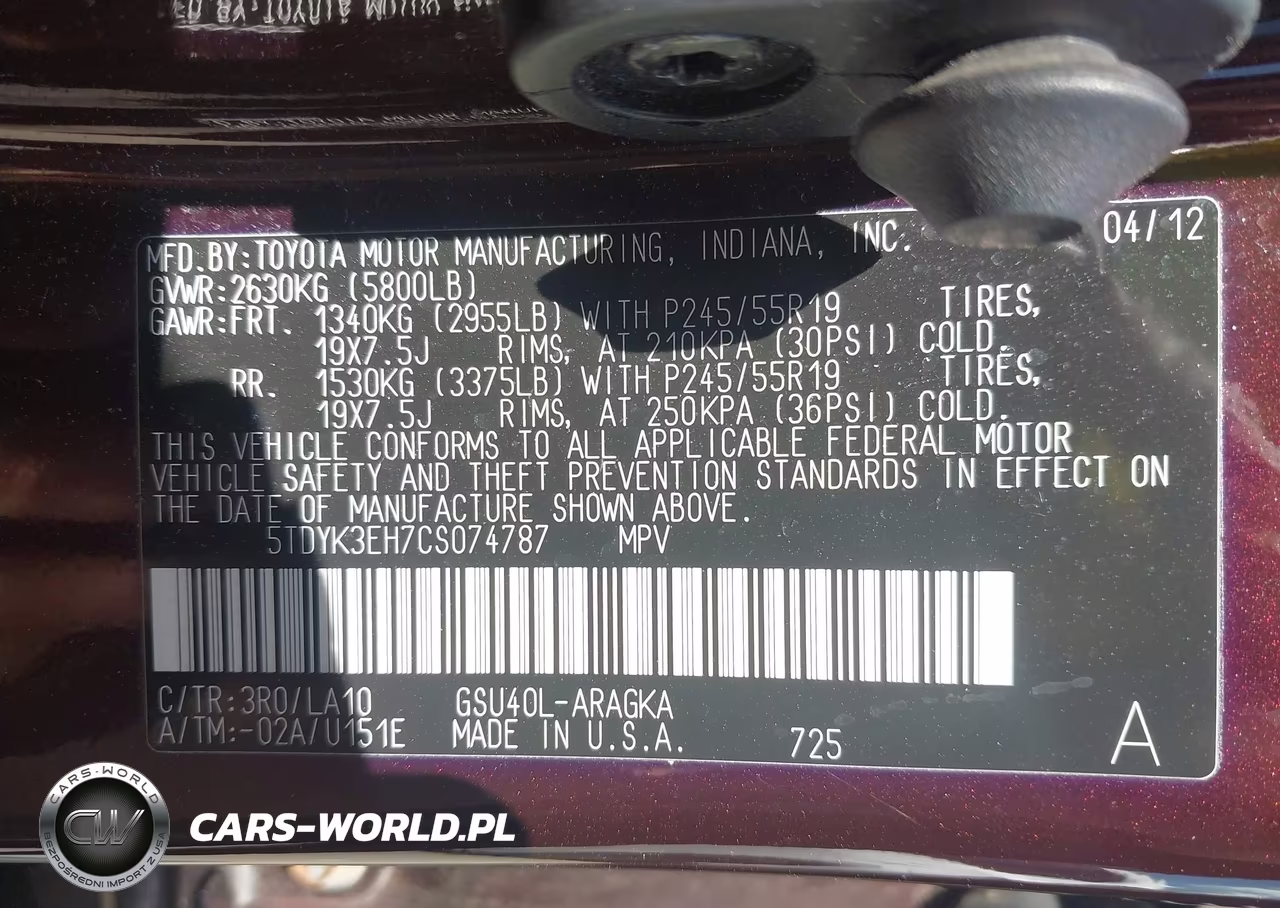 2012 Toyota Highlander Limited V6 VIN:5TDYK3EH7CS074787 - 9