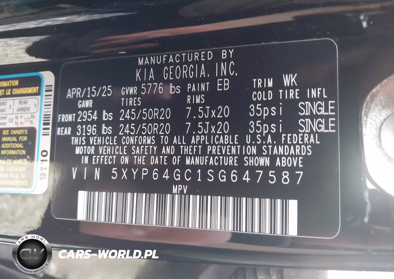2025 Kia Telluride S VIN:5XYP64GC1SG647587 - 9