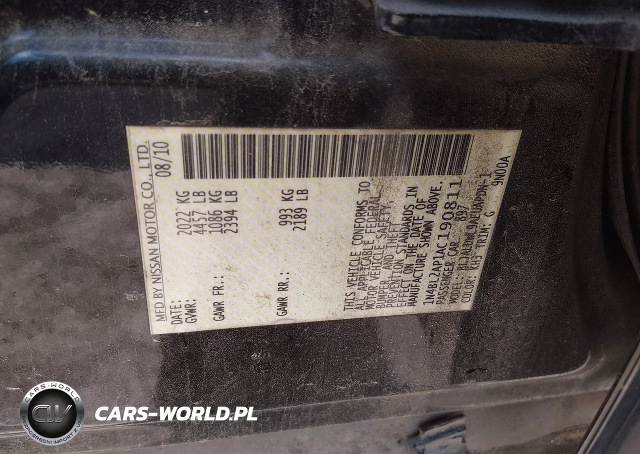 2010 Nissan Altima 3.5 Sr VIN:1N4BL2AP1AC190811 - 9