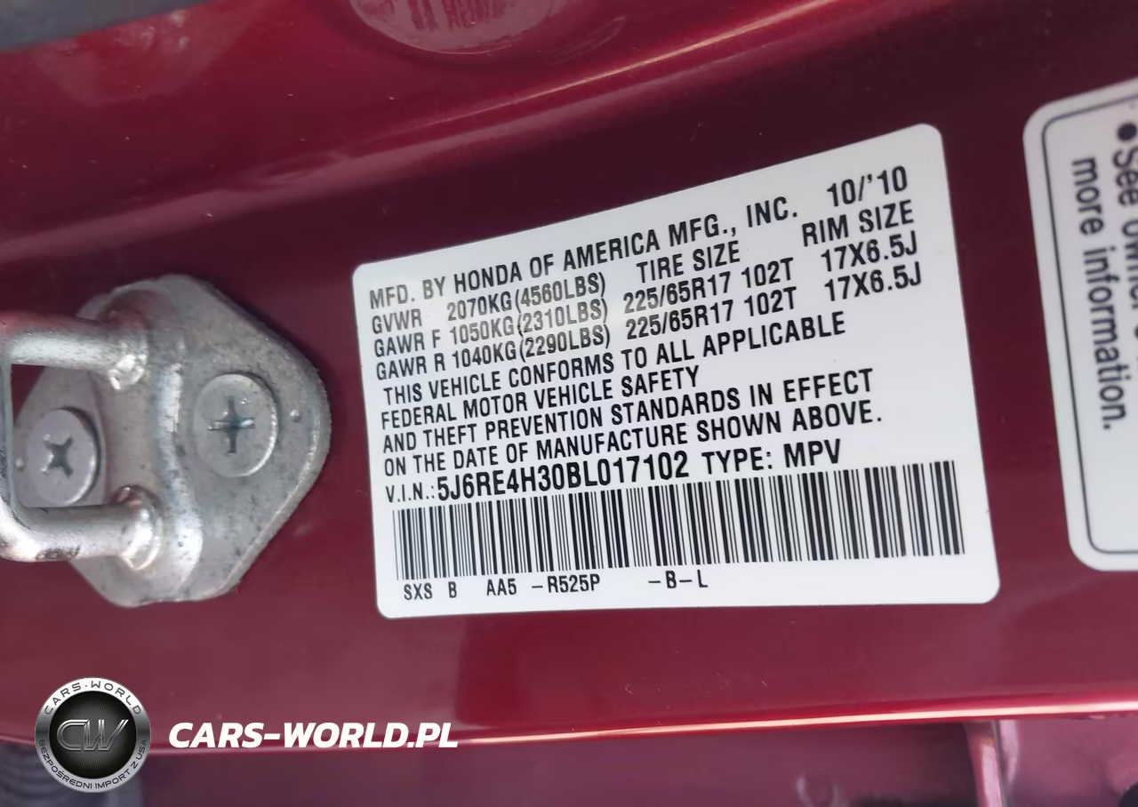 2011 Honda Cr-V Lx VIN:5J6RE4H30BL017102 - 9
