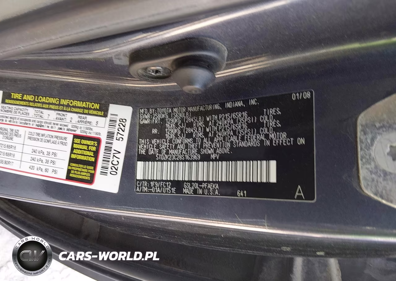 2008 Toyota Sienna Le VIN:5TDZK23C28S163969 - 9