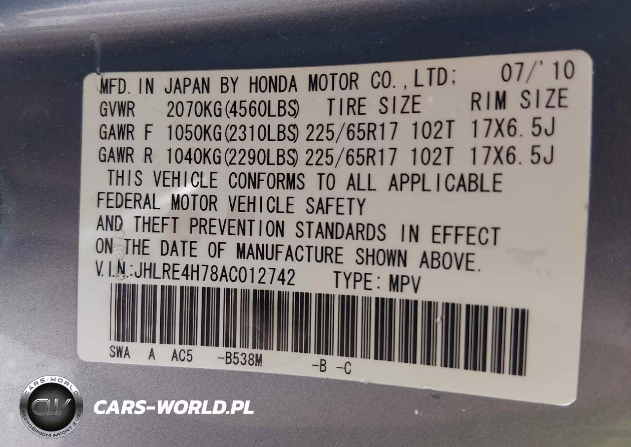 2010 Honda Cr-V Ex-L VIN:JHLRE4H78AC012742 - 9