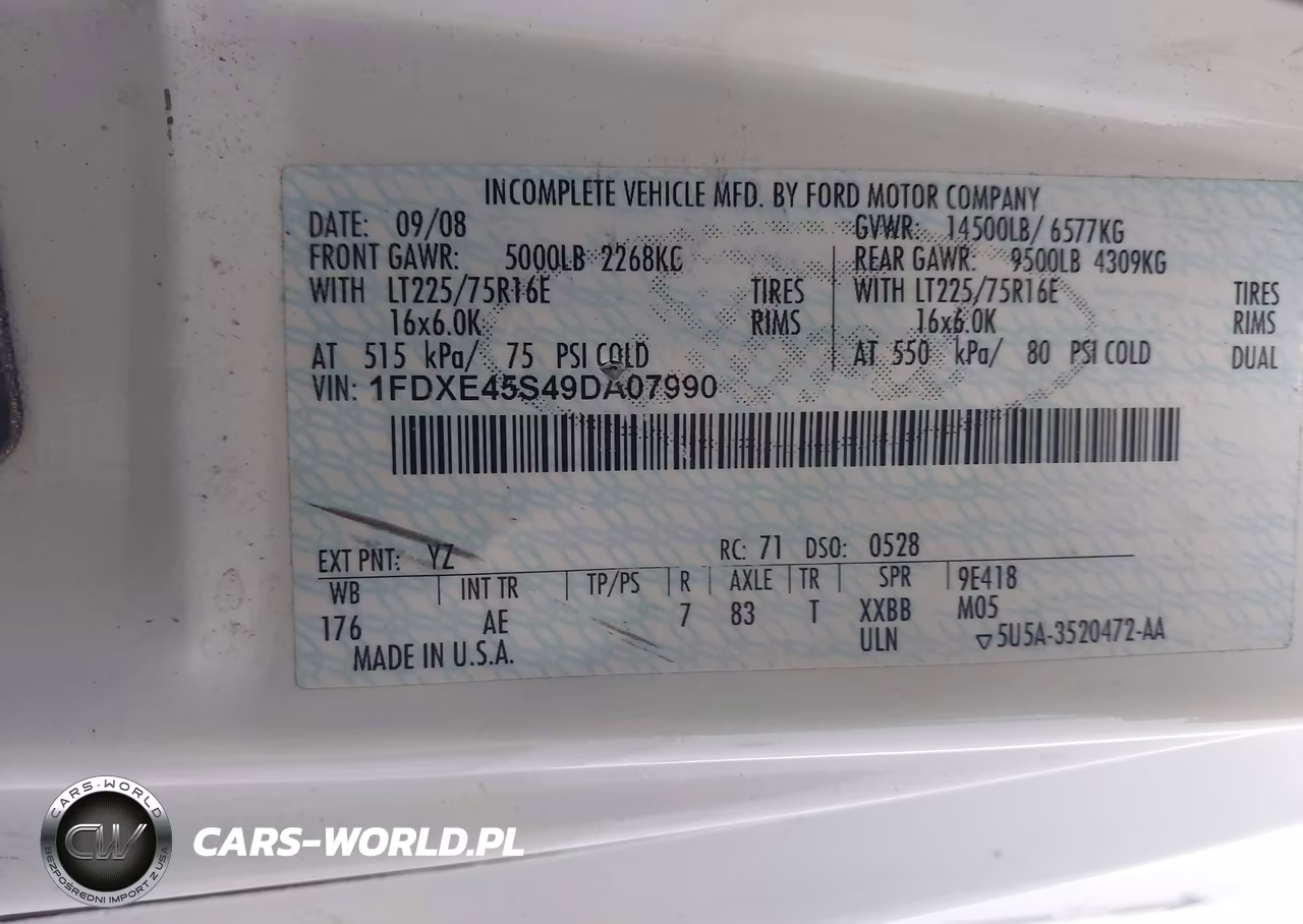 2009 Ford E-450 Cutaway VIN:1FDXE45S49DA07990 - 8