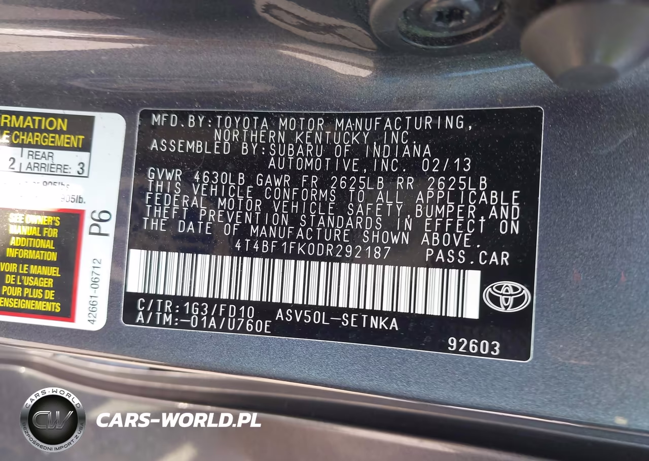 2013 Toyota Camry Le VIN:4T4BF1FK0DR292187 - 9