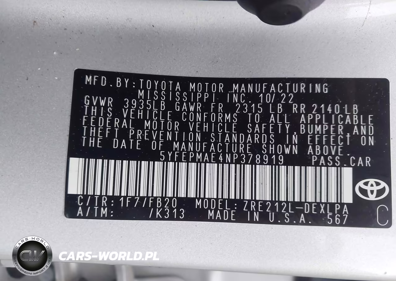 2022 Toyota Corolla Le VIN:5YFEPMAE4NP378919 - 9