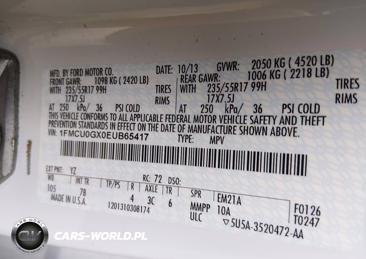2014 Ford Escape Se VIN:1FMCU0GX0EUB65417 - 9