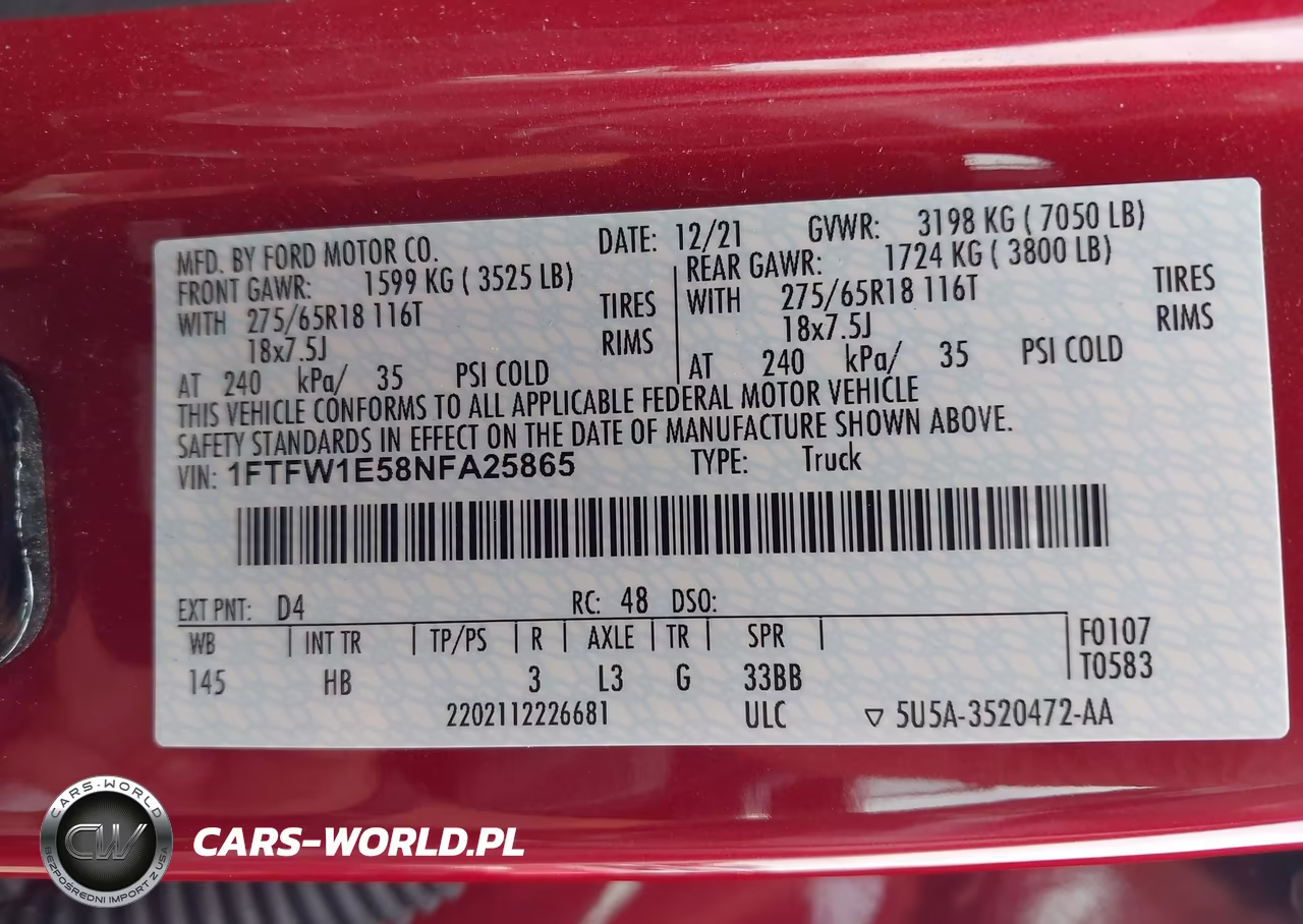 2022 Ford F-150 Lariat VIN:1FTFW1E58NFA25865 - 9
