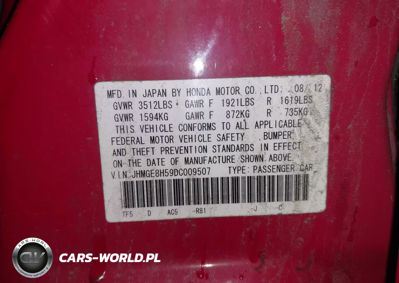2013 Honda Fit Sport VIN:JHMGE8H59DC009507 - 9