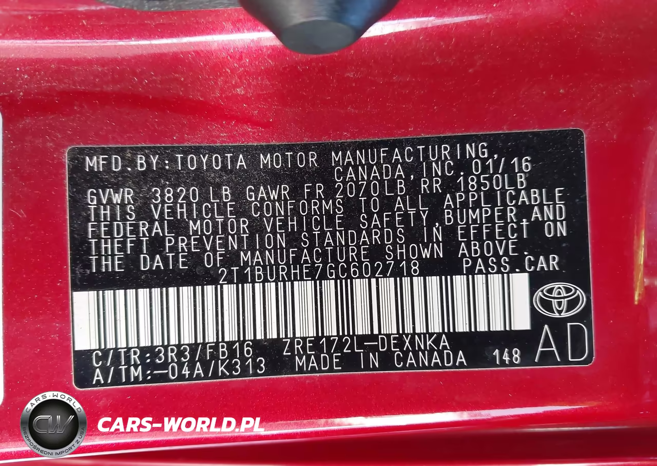 2016 Toyota Corolla Le Plus VIN:2T1BURHE7GC602718 - 9