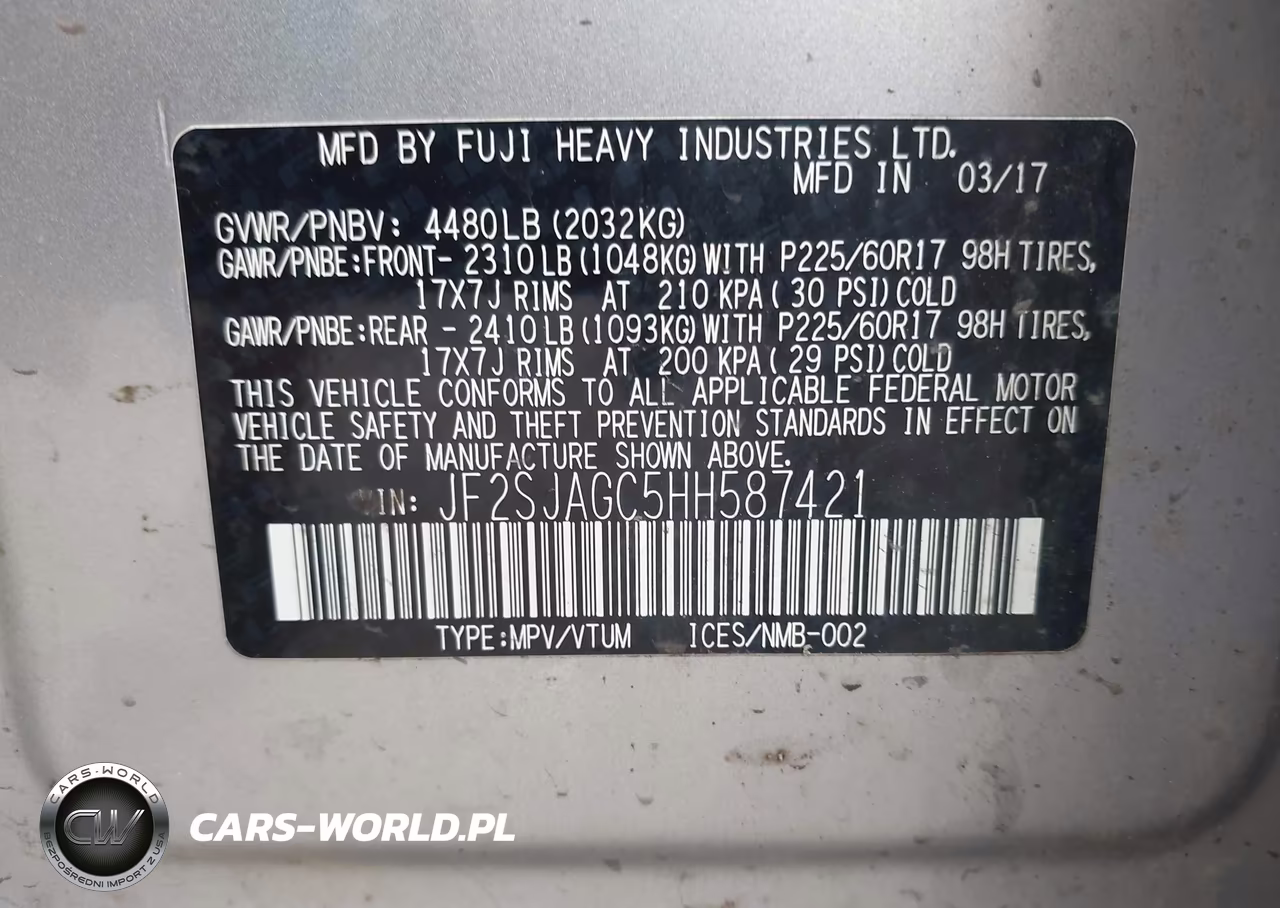 2017 Subaru Forester 2.5I Premium VIN:JF2SJAGC5HH587421 - 9