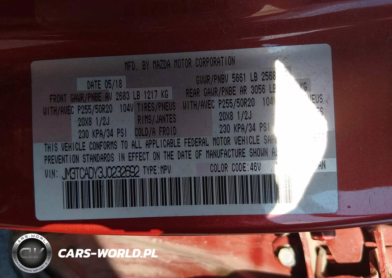 2018 Mazda Cx-9 Grand Touring VIN:JM3TCADY3J0232692 - 9