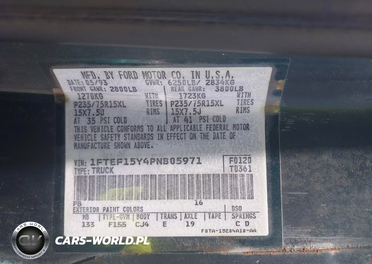 1993 Ford F150 VIN:1FTEF15Y4PNB05971 - 9