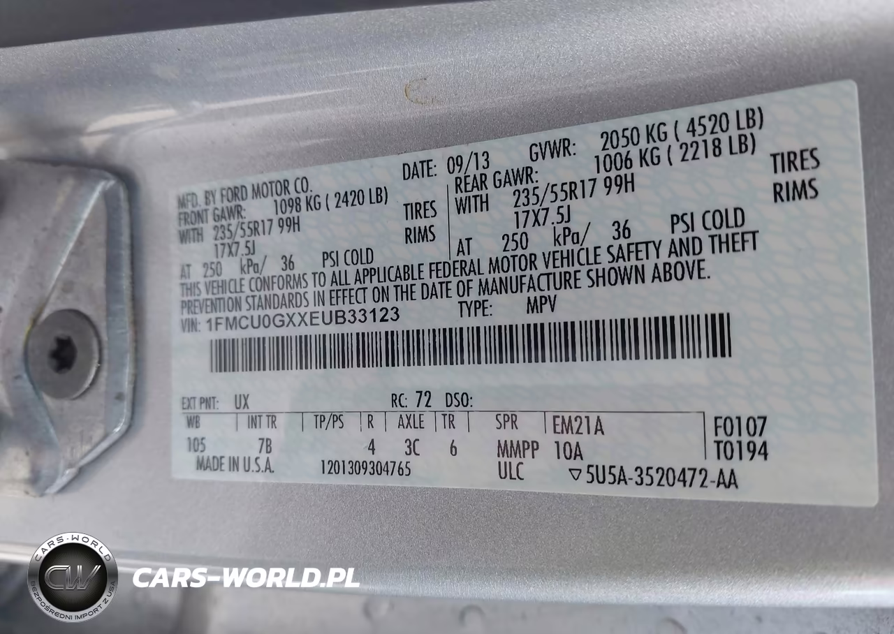 2014 Ford Escape Se VIN:1FMCU0GXXEUB33123 - 9