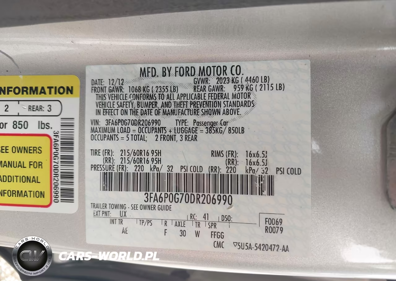 2013 Ford Fusion S VIN:3FA6P0G70DR206990 - 9