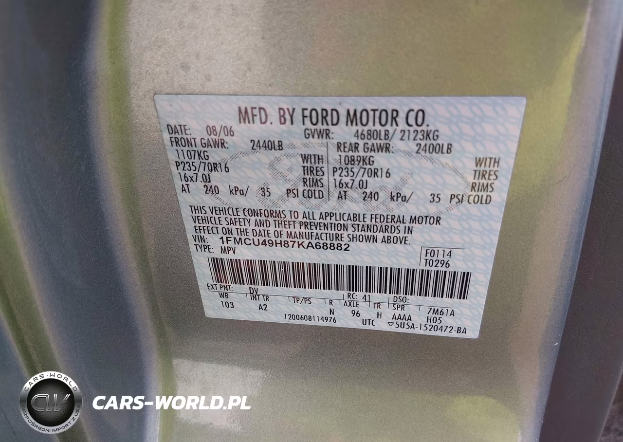 2007 Ford Escape Hybrid VIN:1FMCU49H87KA68882 - 9